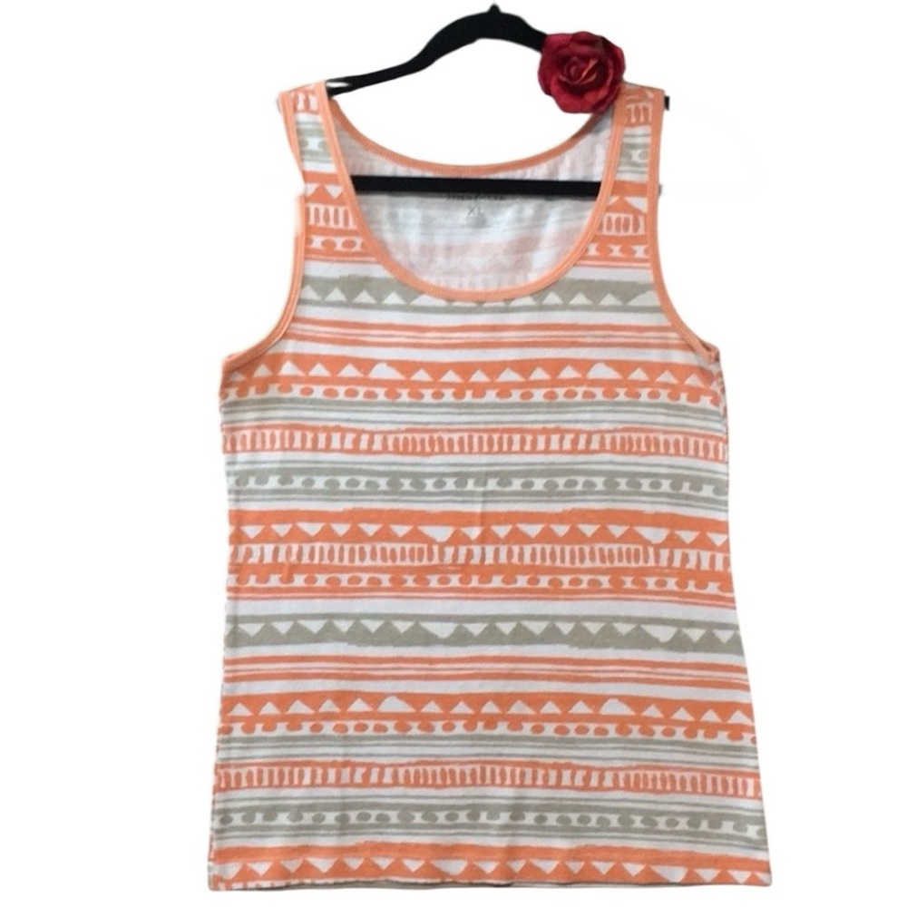 Mix & Co Creamsicle ORANGE WHITE TANK TOP XL. aztec Tribal print EUC